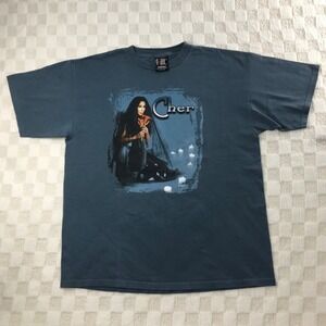Vintage 90s Cher Shirt Mens XL Blue Do You Believe Tour Tee 2000s GIANT Tag